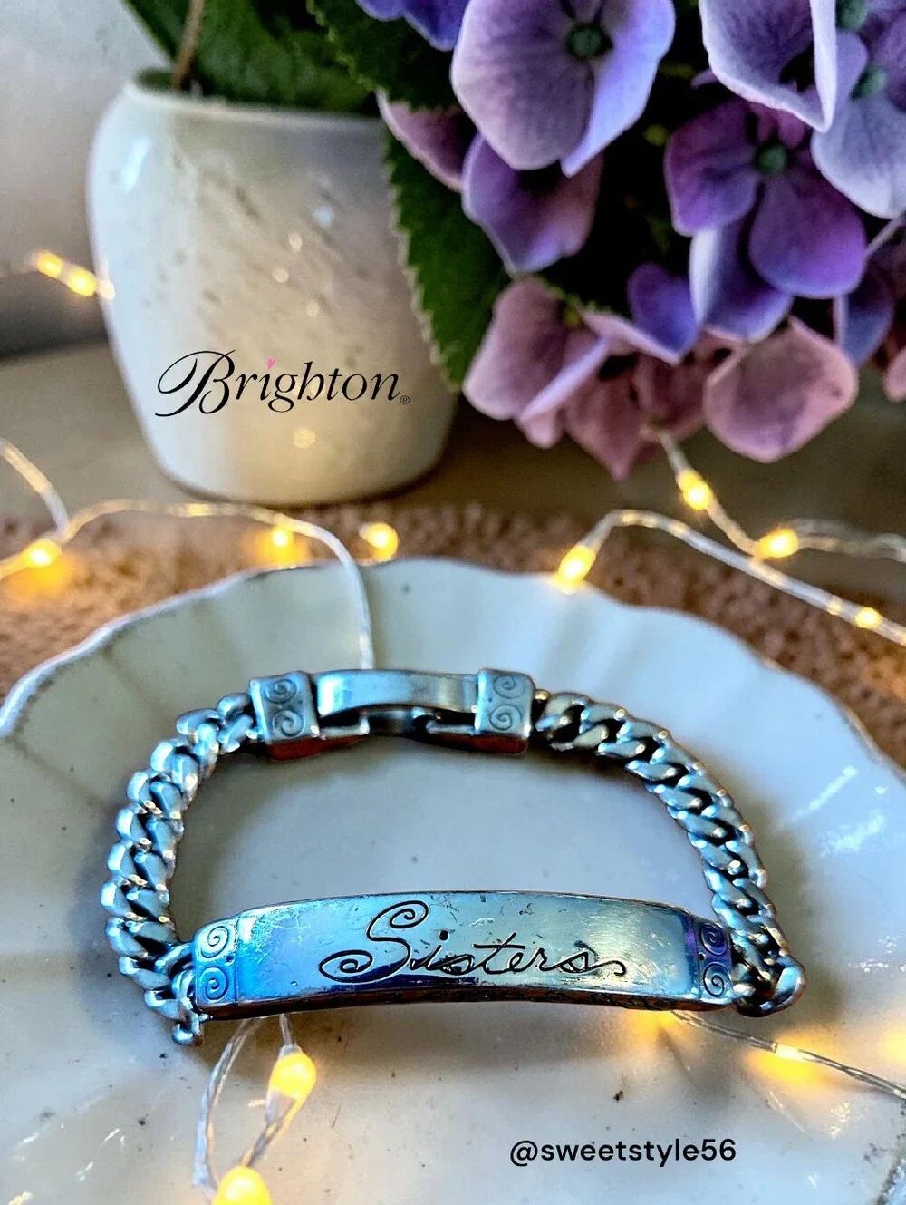 BRIGHTON "Sisters" Silver Vintage ID Style Bracelet TIMELESS